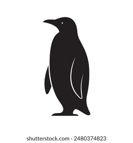 simple black penguin silhouette on white background