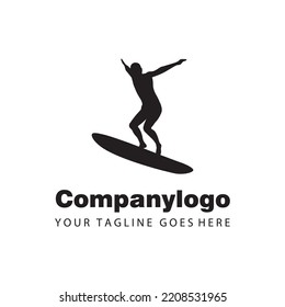 simple black people surfing for logo company