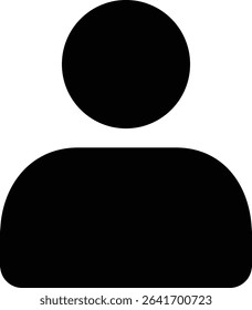 Simple black person icon, isolated on white background.  Suitable for websites, apps, and user interface design.  Minimalist and flat vector graphic.