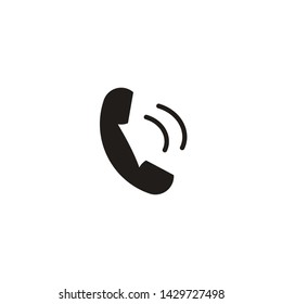 Simple black phone ringing, telephone isolated on white background EPS Vector