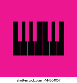 Simple black piano keys icon vector illustration. Pink background
