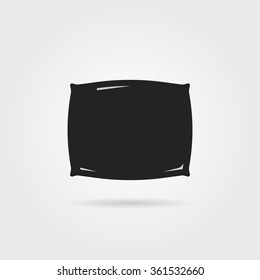 simple black pillow icon with shadow. concept of awake, lazy, vacation, insomnia, dormitory, comfy, house item. isolated on gray background. flat style trend modern logo design vector illustration