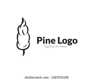 Simple black pine art logo design inspiration