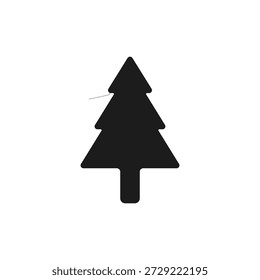 Simple black pine tree illustration on white background, minimalist design