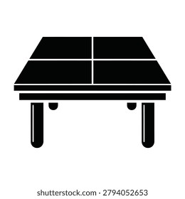 Simple black ping pong table on white background, recreation sports equipment