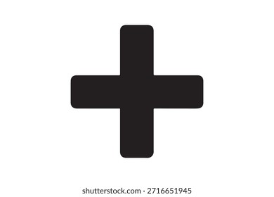 Icono negro simple del signo del plus aislado en fondo transparente