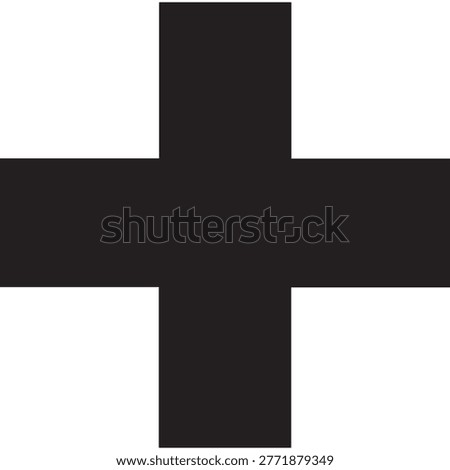 Simple black plus sign icon for addition or positive
