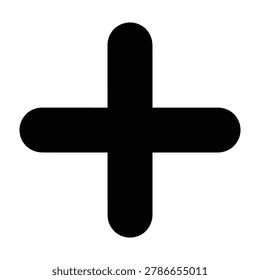 Simple black plus sign on a clean white background, representing addition or positivity