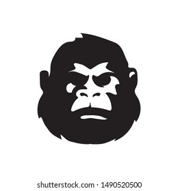 Simple black portrait gorilla ape face logo design