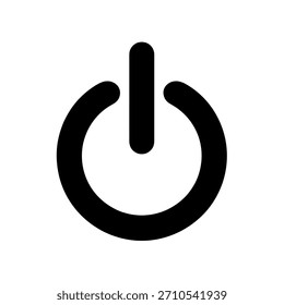 Einfaches schwarzes Betriebsschalter-Symbol auf sauberem, weißem Hintergrund