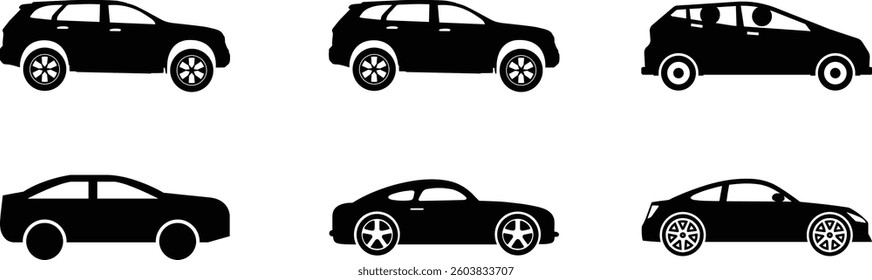 Simple Black Privet Car Icon Set Illustration for Transportation.