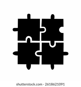 Simple Black Puzzle Piece Connection Vector