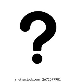Simple black question mark silhouette icon isolated on white background, vector Illustration.