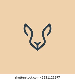 simple black rabbit line logo design.