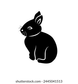 Simple Black Rabbit Silhouette Graphic Illustration