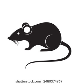 simple black rat silhouette on white background