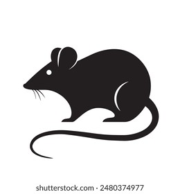 simple black rat silhouette on white background