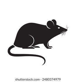 simple black rat silhouette on white background