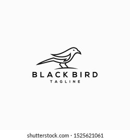 simple black raven crow logo design Vector Illustration download