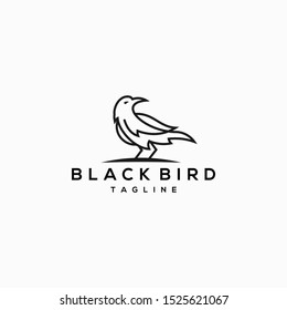 simple black raven crow logo design Vector Illustration download