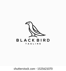 simple black raven crow logo design Vector Illustration download