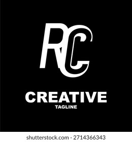 Simple black RC letter logo vector, company icon design.
