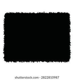 A simple black rectangular shape with a soft fuzzy or furry edge texture isolated on white background