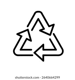 Simple black recycling icon in vector format. Perfect for eco-friendly designs, sustainability apps, packaging, waste management, and green living promotions