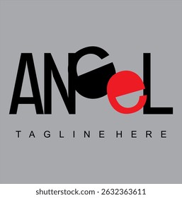Simple black red ANGEL text vector, product logo design,