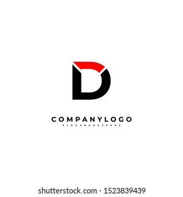 simple black and red creative D logo letter isolated on black background design concept