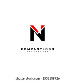 simple black and red creative N logo letter isolated on black background design concept