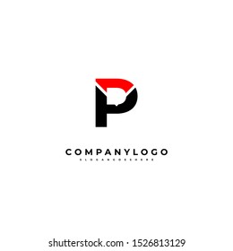 simple black and red creative P logo letter isolated on black background design concept