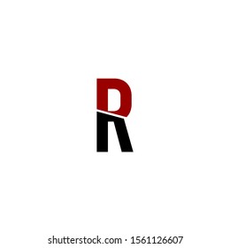 simple black and red monogram R logotype isolated on whte background design concept.