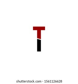 simple black and red monogram T logotype isolated on whte background design concept.