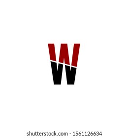 simple black and red monogram W logotype isolated on whte background design concept.