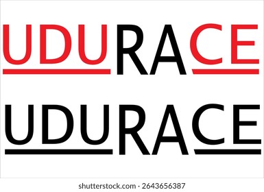Simple black red UDURACE text vector, free design.