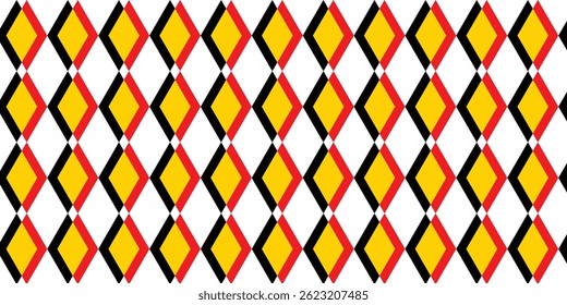 simple black red yellow rhombus pattern design.
