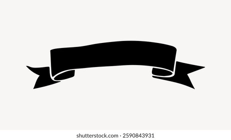 Simple black ribbon banner. Elegant ribbon design. Black ribbon for decoration. 