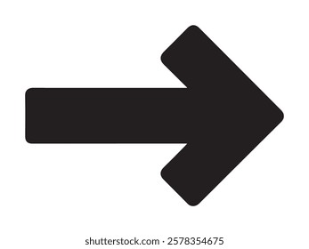 Simple Black Right Arrow Icon vector on white background