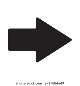 ein einfaches, schwarzes Pfeilsymbol nach rechts. Der Pfeil hat einen dreieckigen Kopf und einen rechteckigen Körper, der nach rechts zeigt. Das Design ist minimalistisch und klar, oft verwendet, um Richtung oder Progression anzuzeigen.