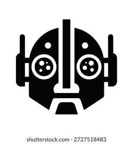 Einfaches schwarzes Robotergesicht-Symbol auf weißem Hintergrund, Vektorgrafik
