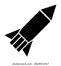 Simple black rocket icon isolated on white background, symbolizing space travel and technology