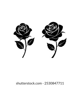 Simple black rose silhouette vector