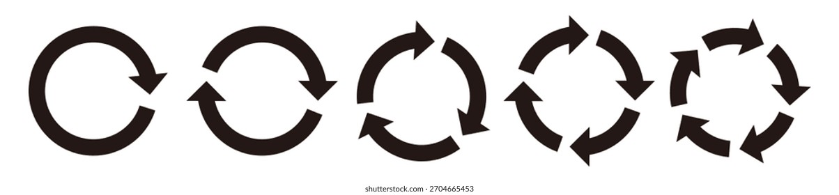 Simple Black Rotating Arrow (Cycle Arrow) Vector Illustration Set 1