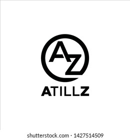 simple black round initial A to Z letter initial monogram logo design