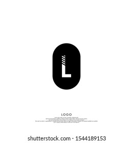 simple black rounded retro L logotype isolated on white background. vector illustration.