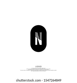 simple black rounded retro N logotype isolated on white background. vector illustration.