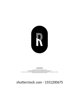 simple black rounded retro R logotype isolated on white background. vector illustration.