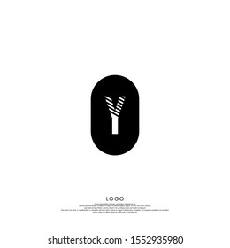 simple black rounded retro Y logotype isolated on white background. vector illustration.