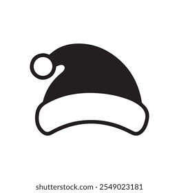 Simple black Santa hat vector illustration. Ideal for Christmas cards, holiday decorations, festive branding, and graphic design projects with a modern and minimalist style.